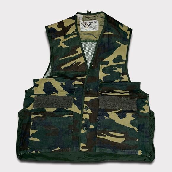 DUCK BAY Men’s Camo Hunting Vest Jacket Game Pouch Mesh Back Ammo Holder Sz L - Picture 5 of 6